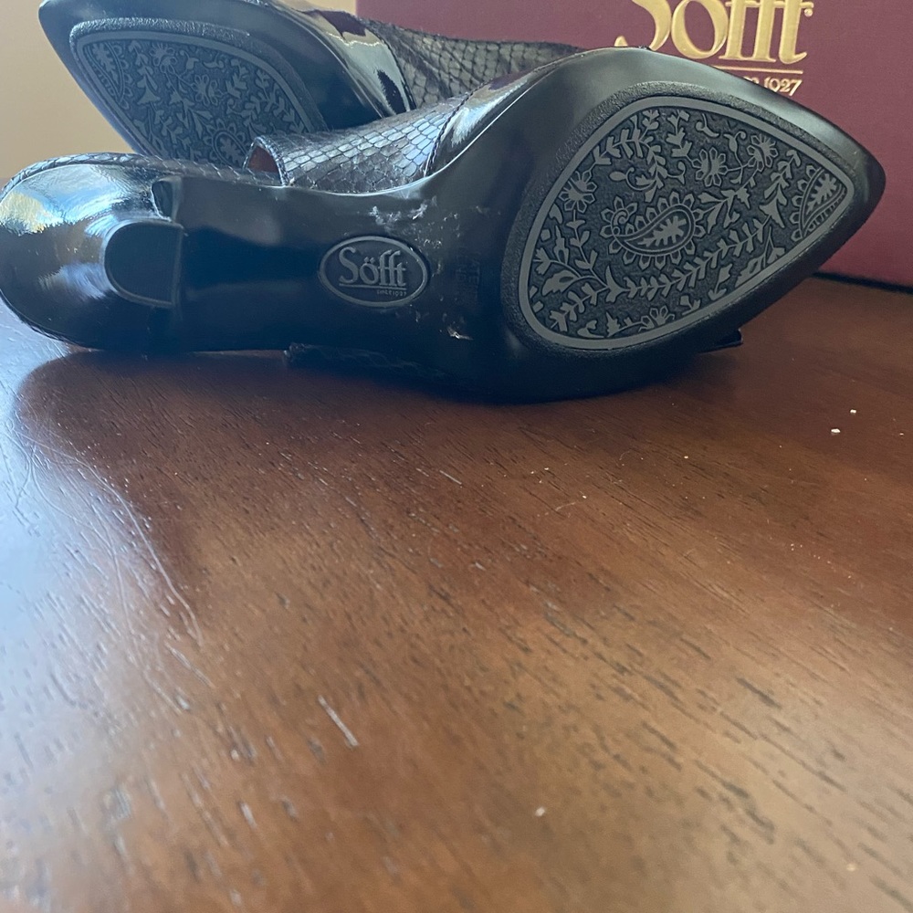 Sofft Brand Black Python Print Slingback Heels - image 3